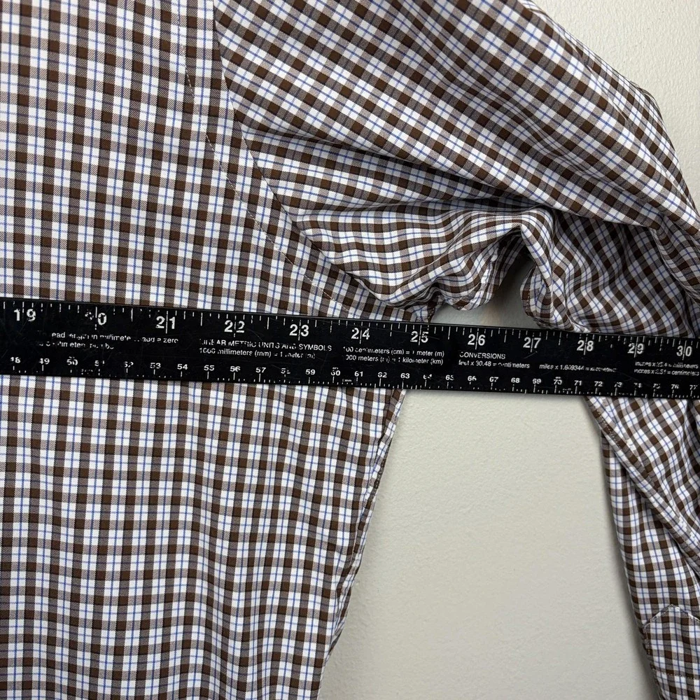 Ralph Lauren Shirt‎ Mens Large Brown Check Stretch Button Down Long Sleeve